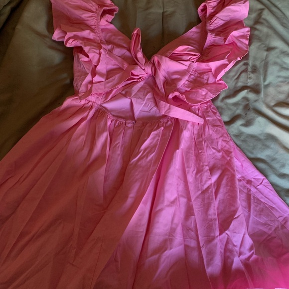 Pink Ruffle Open Back Mini Dress - Picture 5 of 7